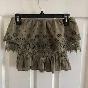 American Eagle Strapless Eyelet Embroidered Boho Top